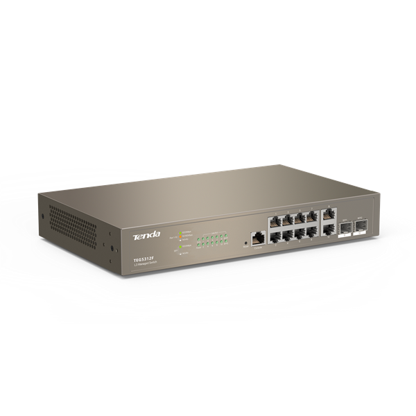 Tenda TEG5312F 10xGbE LAN 2xSFP port L3 menedzselhető switch