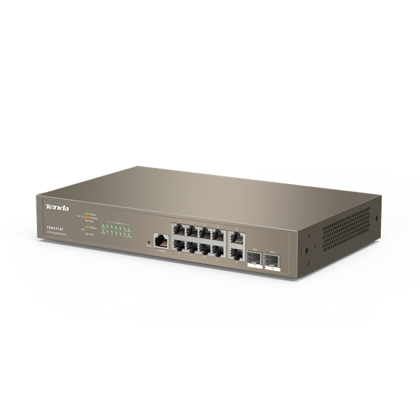 Tenda TEG5312F 10xGbE LAN 2xSFP port L3 menedzselhető switch