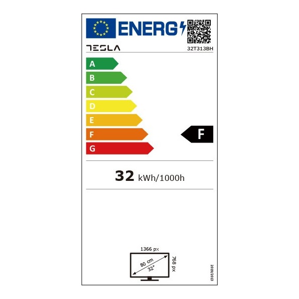 Tesla 32" 32T312BH HD ready fekete LED TV