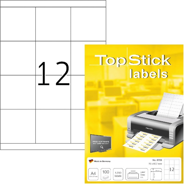 Topstick 70x67,7mm szegéllyel 100 ív 1200 db-os etikett