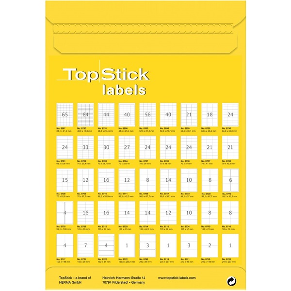 Topstick 70x67,7mm szegéllyel 100 ív 1200 db-os etikett