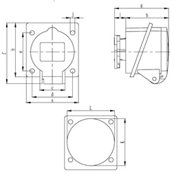 Tracon TICS-315 16A/400V/3P+N+E/6h/IP44 beépíthető ferde ipari csatlakozóaljzat