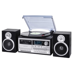 Trevi TT 1072 E sötét fa retro bakelit lemezjátszó/mini hifi rendszer