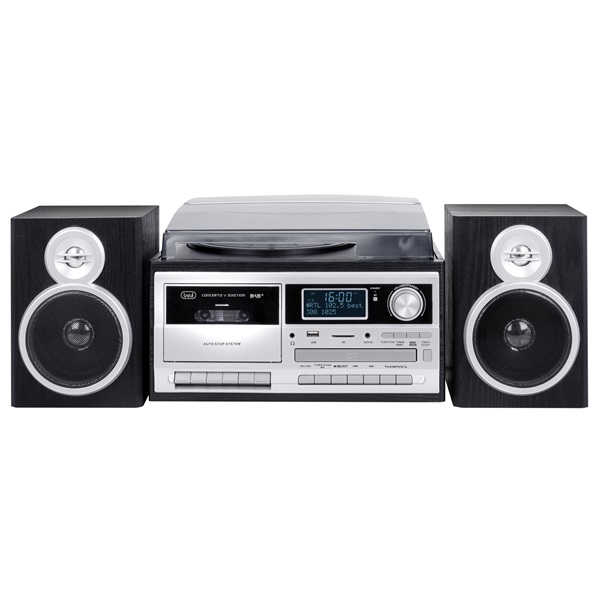 Trevi TT 1072 E sötét fa retro bakelit lemezjátszó/mini hifi rendszer