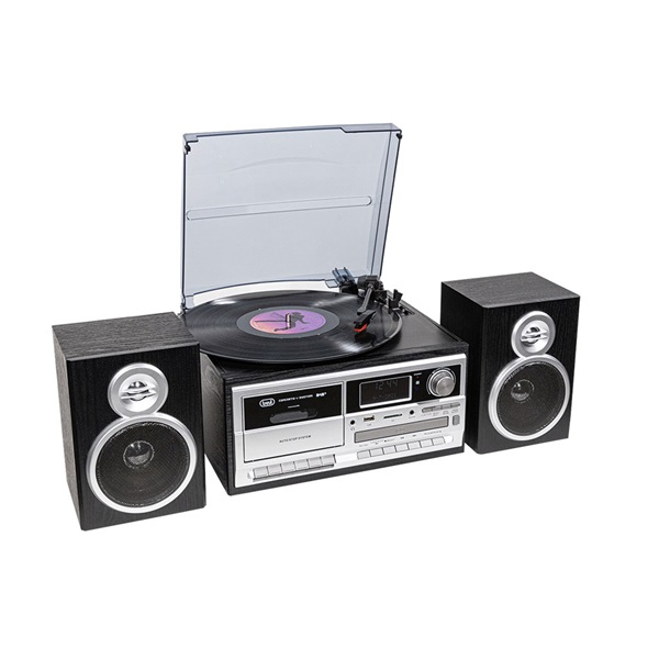 Trevi TT 1072 E sötét fa retro bakelit lemezjátszó/mini hifi rendszer