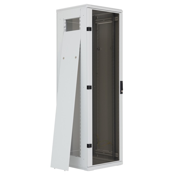 Triton 19" 15U 600x600 mm Biztonsági üvegajtóval, teherbírás 800kg, szürke álló rack szekrény