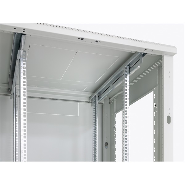 Triton 19" 15U 600x600 mm Biztonsági üvegajtóval, teherbírás 800kg, szürke álló rack szekrény