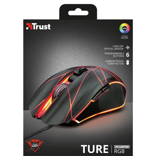 Trust GXT 160 Ture Illuminated fekete gamer egér