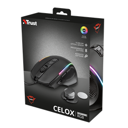 Trust GXT 165 Celox RGB fekete gamer egér