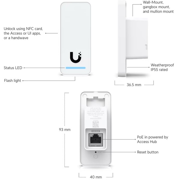 Ubiquiti UA-G2 UniFi Access Reader G2 NFC olvasó