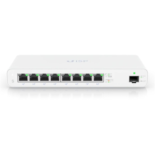 Ubiquiti UISP-S 8xGbE PoE LAN 1xSFP port L2 menedzselhető PoE switch