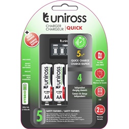 Uniross UCU002A 2100mAh Hybrio Ni-Mh LCD akku gyorstöltő + 4xAA akku