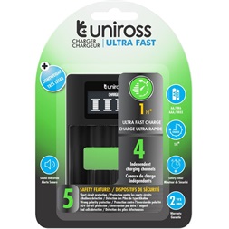 Uniross UCU005 ULTRA AA/AAA védelemmel processzoros LCD gyorstöltő