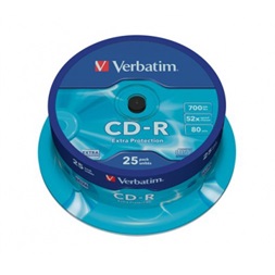 VERBATIM CDV7052B25DL  CD-R DataLife cake box CD lemez 25db/csomag