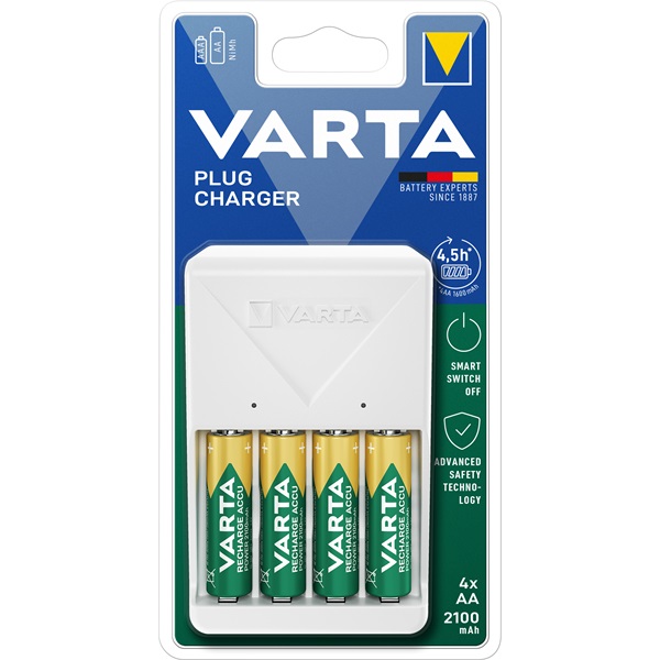 Varta 57657101451 Plug töltő + 4db AA 2100 mAh akkumulátor