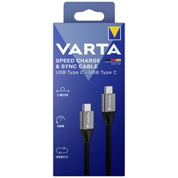 Varta 57936101111 2m 100W USB C apa-apa adat- és töltőkábel