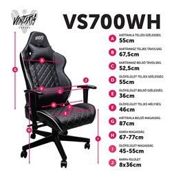 Ventaris VS700WH fekete-fehér gamer szék