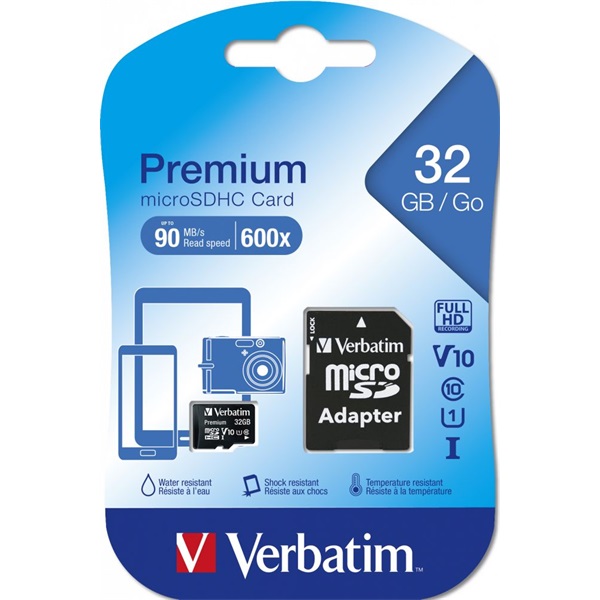 Verbatim 44083 SDHC 32GB U1 Class 10 micro memóriakártya + adapter