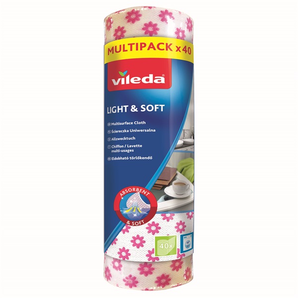 Vileda Light&Soft roll eldobható törlőkendő 40db-os