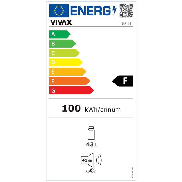 Vivax MF-45 egyajtós mini hűtőszekrény