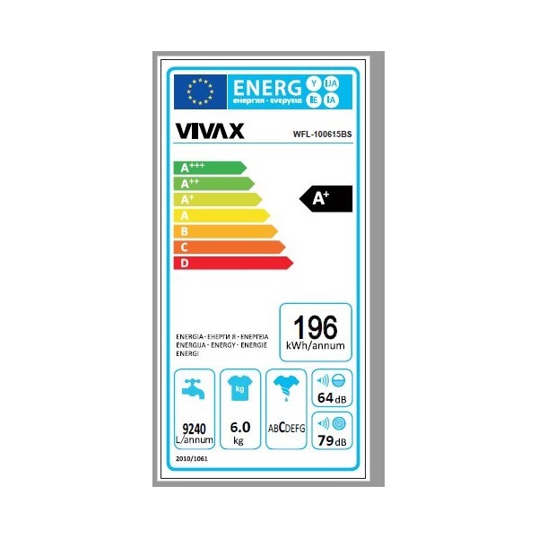 Vivax WFL-100615BS keskeny elöltöltős mosógép