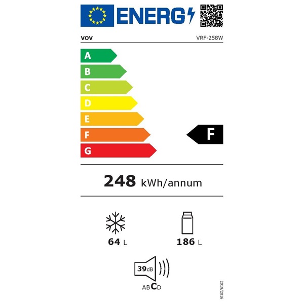 Vov VRF-258W alulfagyasztós hűtőszekrény