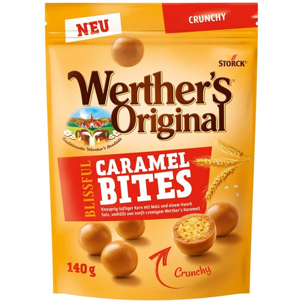 Werther`s Original Caramel Bites Crunchy 140g keksz