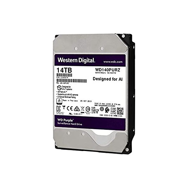 Western Digital 3,5" 14000GB belső SATAIII 7200RPM 512MB PURPLE WD140PURZ winchester 3 év