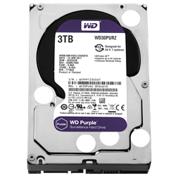 Western Digital 3,5" 3000GB belső SATAIII 5400RPM 64MB PURPLE WD30PURZ winchester 3 év