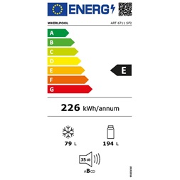 Whirlpool ART 6711 SF2 beépíthető alulfagyasztós hűtőszekrény