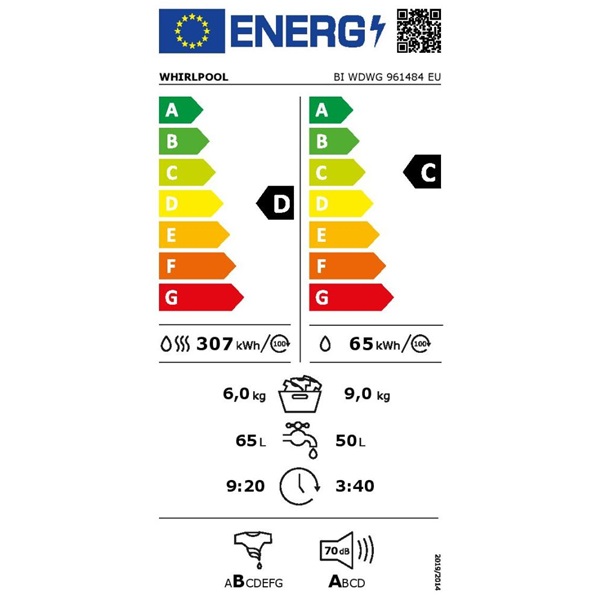 Whirlpool BI WDWG 961484 EU beépíthető elöltöltős mosó-szárítógép