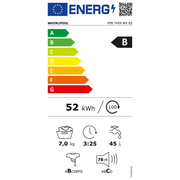 Whirlpool FFB 7459 WV EE 7 kg elöltölős mosógép