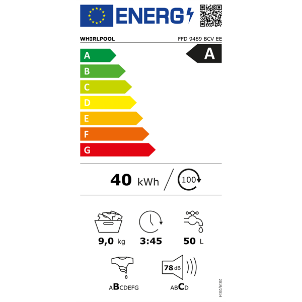 Whirlpool FFD 9489 BCV EE 9 kg elöltöltős mosógép