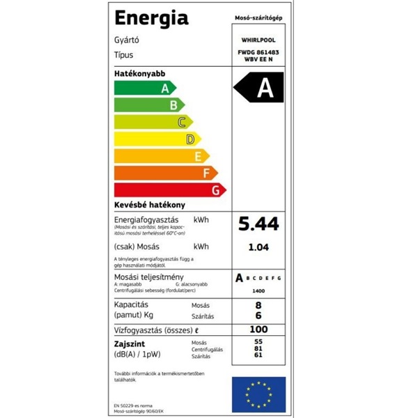 Whirlpool FWDG 861483 WBV EE mosó-szárítógép