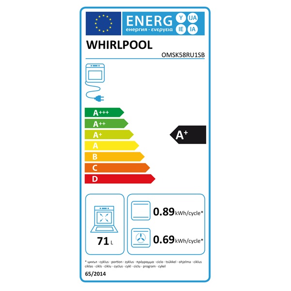 Whirlpool OMSK58RU1SB fekete beépíthető sütő