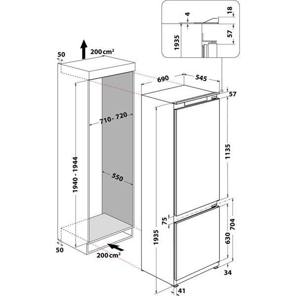 Whirlpool SP40 802 EU 2 beépíthető alulfagyasztós hűtőszekrény