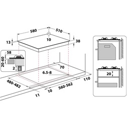 Whirlpool TKRL 661 NB fekete beépíthető gáz főzőlap