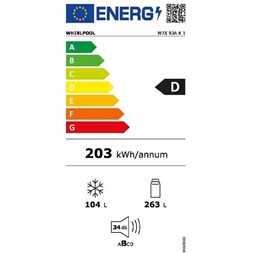 Whirlpool W7X 93A K fekete alulfagyasztós hűtőszekrény