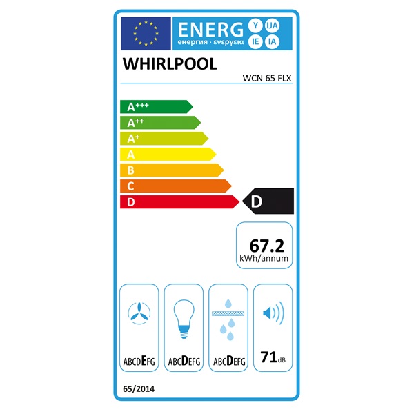 Whirlpool WCN 65 FLX beépíthető ferdesíkú páraelszívó