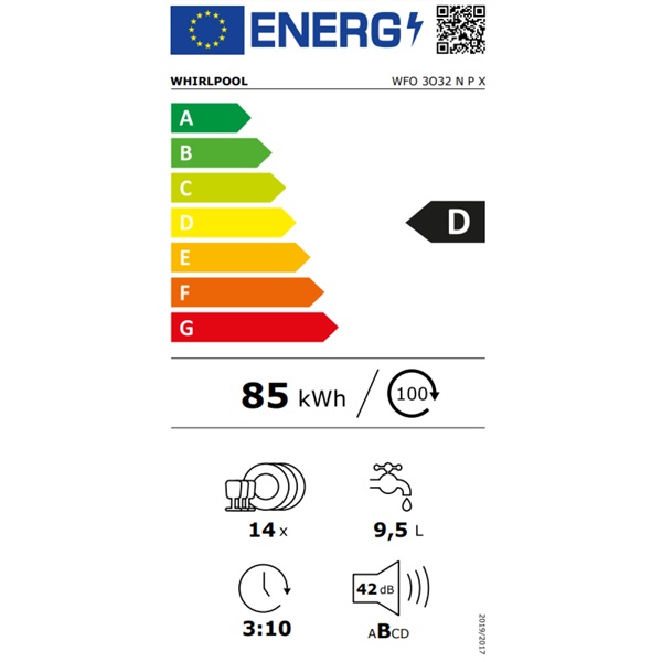 Whirlpool WFO 3O32 N P X 14 terítékes inox mosogatógép