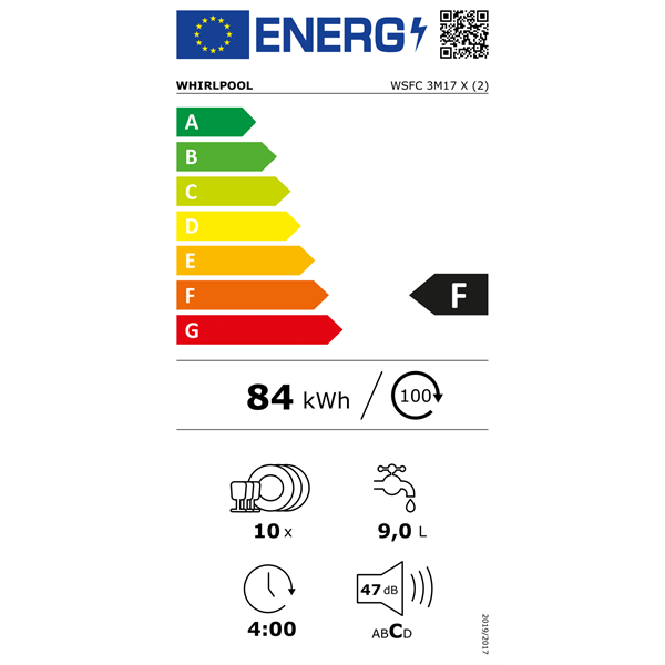 Whirlpool WSFC 3M17 X keskeny mosogatógép