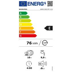 Whirlpool WSFO 3O23 PF X keskeny mosogatógép