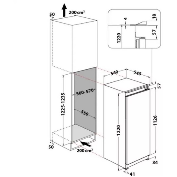 Whirlpool ARG 7181 beépíthető hűtőszekrény