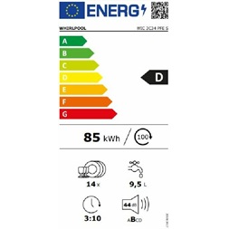 Whirlpool WIC 3C34 PFE S beépíthető 14 terítékes mosogatógép