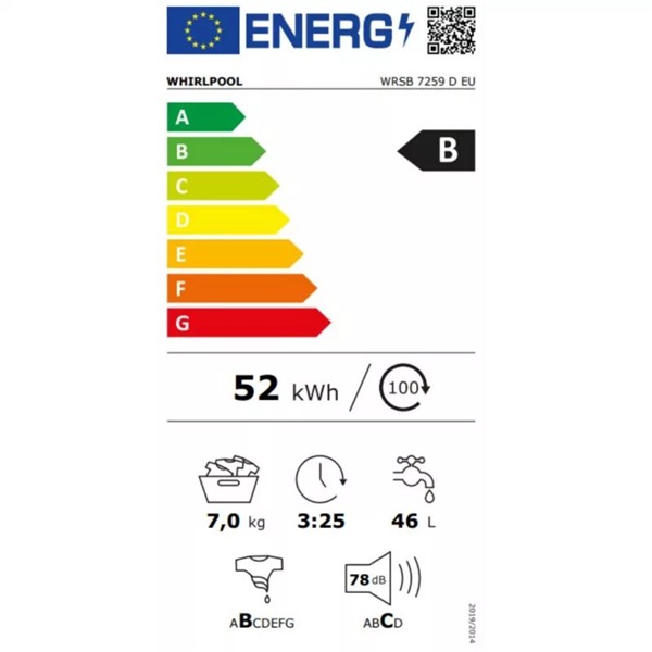 Whirlpool WRSB 7259 D EU 7 kg elöltölős mosógép