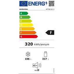 Whirlpool WT70E 831 X kombinált felülfagyasztós hűtőszekrény