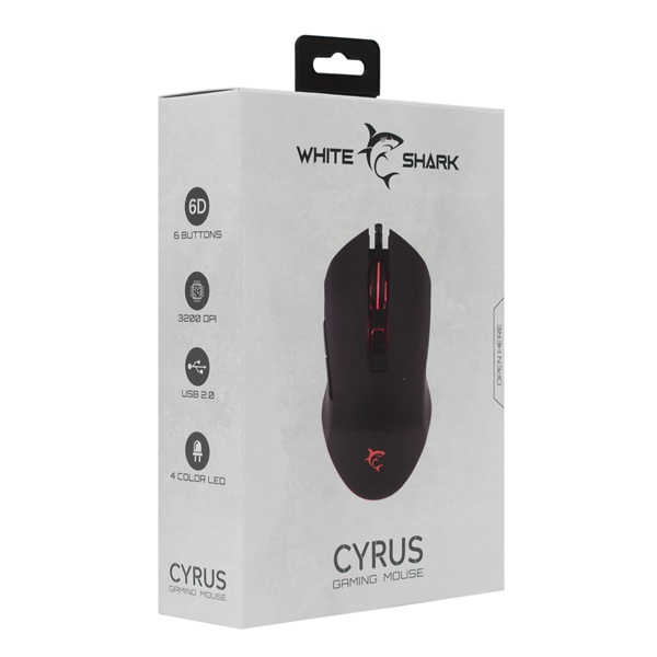 White Shark CYRUS GM-3001 3200dpi fekete gamer egér