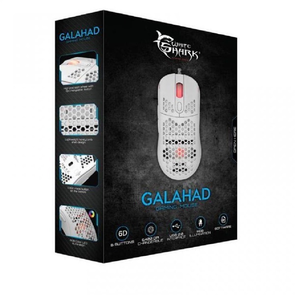 White Shark GALAHAD GM-5007W 6400 dpi fehér gamer egér