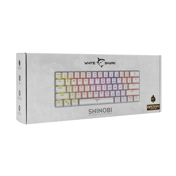 White Shark SHINOBI GK-2022W/BR-US fehér mechanikus gamer billentyűzet