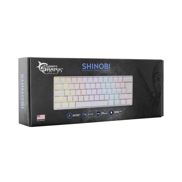 White Shark SHINOBI GK-2022W/R-HU fehér mechanikus(red switch)gamer billentyűzet